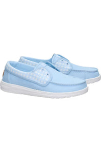HEYDUDE Women’s Wendy Cru Gingham Shoes in Skyway/Blue Multi