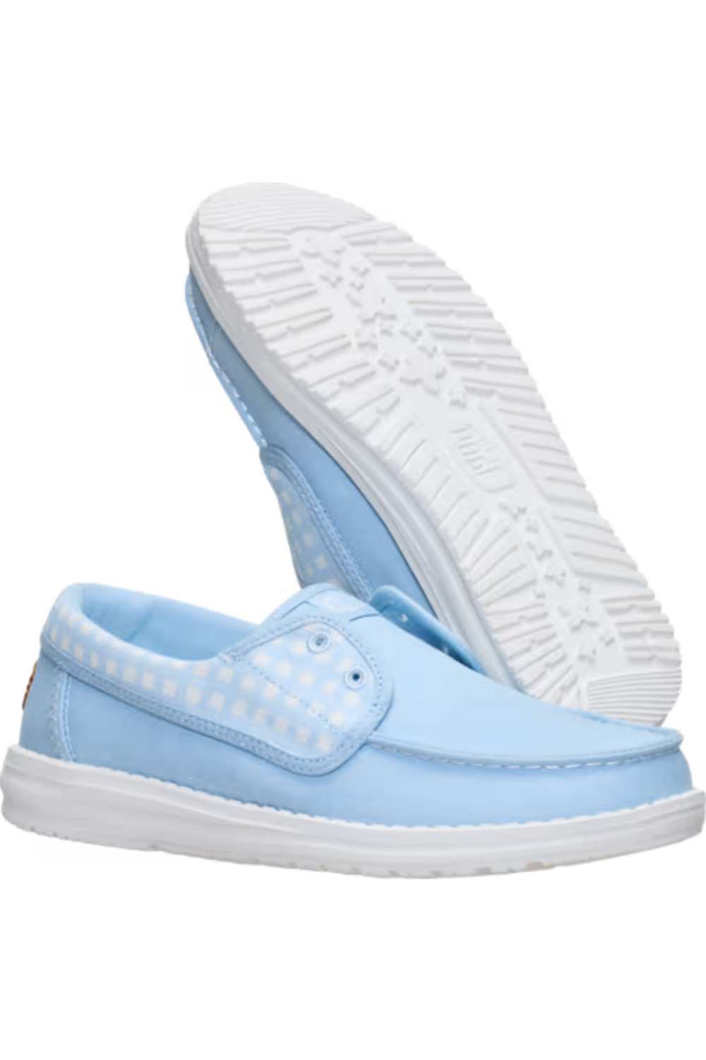 HEYDUDE Women’s Wendy Cru Gingham Shoes in Skyway/Blue Multi