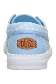 HEYDUDE Women’s Wendy Cru Gingham Shoes in Skyway/Blue Multi