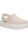 A light pink slip-on clog shoe with a thick white platform sole, shown from a side profile on a white background.