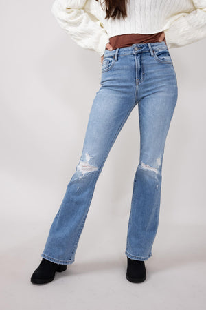 【DISCERNMENT】Flare screw medium denim jeans Cindy Scissor Cut Flare Jeans – MOD ON TREND