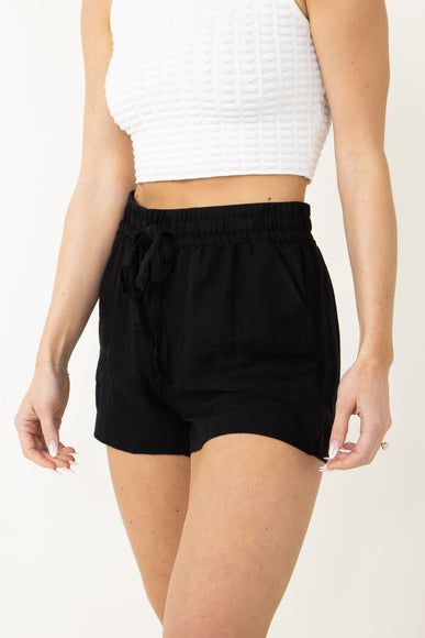 High Waisted Drawstring Shorts for Women in Black 