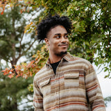 Horizontal Stripe Flannel for Men in Brown