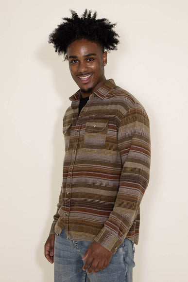 Horizontal Stripe Flannel for Men in Brown