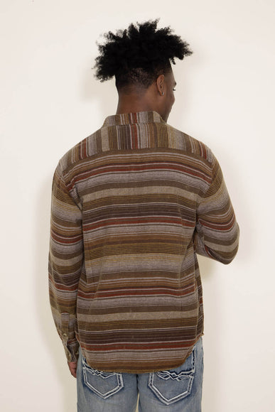 Horizontal Stripe Flannel for Men in Brown