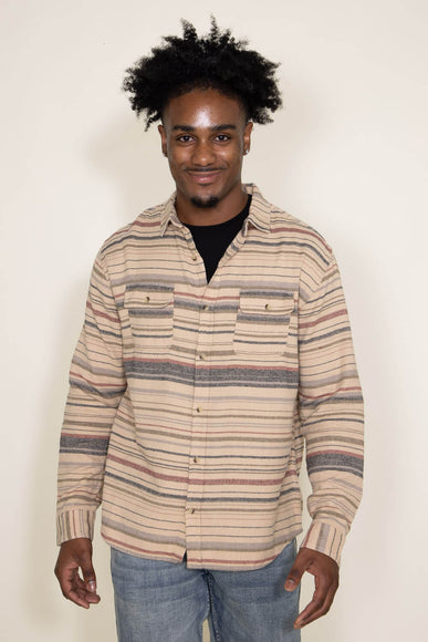 Horizontal Stripe Flannel for Men in Irish Cream