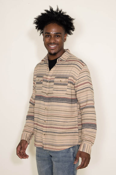 Horizontal Stripe Flannel for Men in Irish Cream