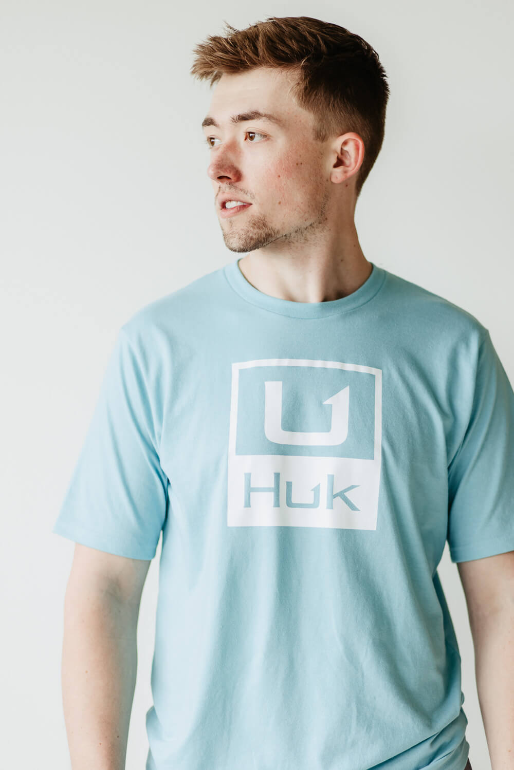 Men's Huk Stacked Logo T-Shirt XLarge Marine Blue
