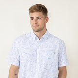 Huk Fishing Kona Fish Chaos Button Down Shirt for Men in White