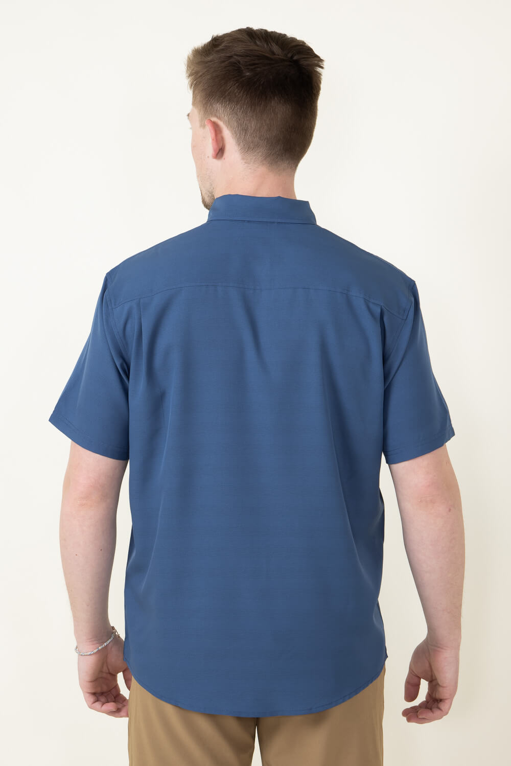 Huk Fishing Kona Cross Dye Stripe Button Down Shirt for Men in Blue