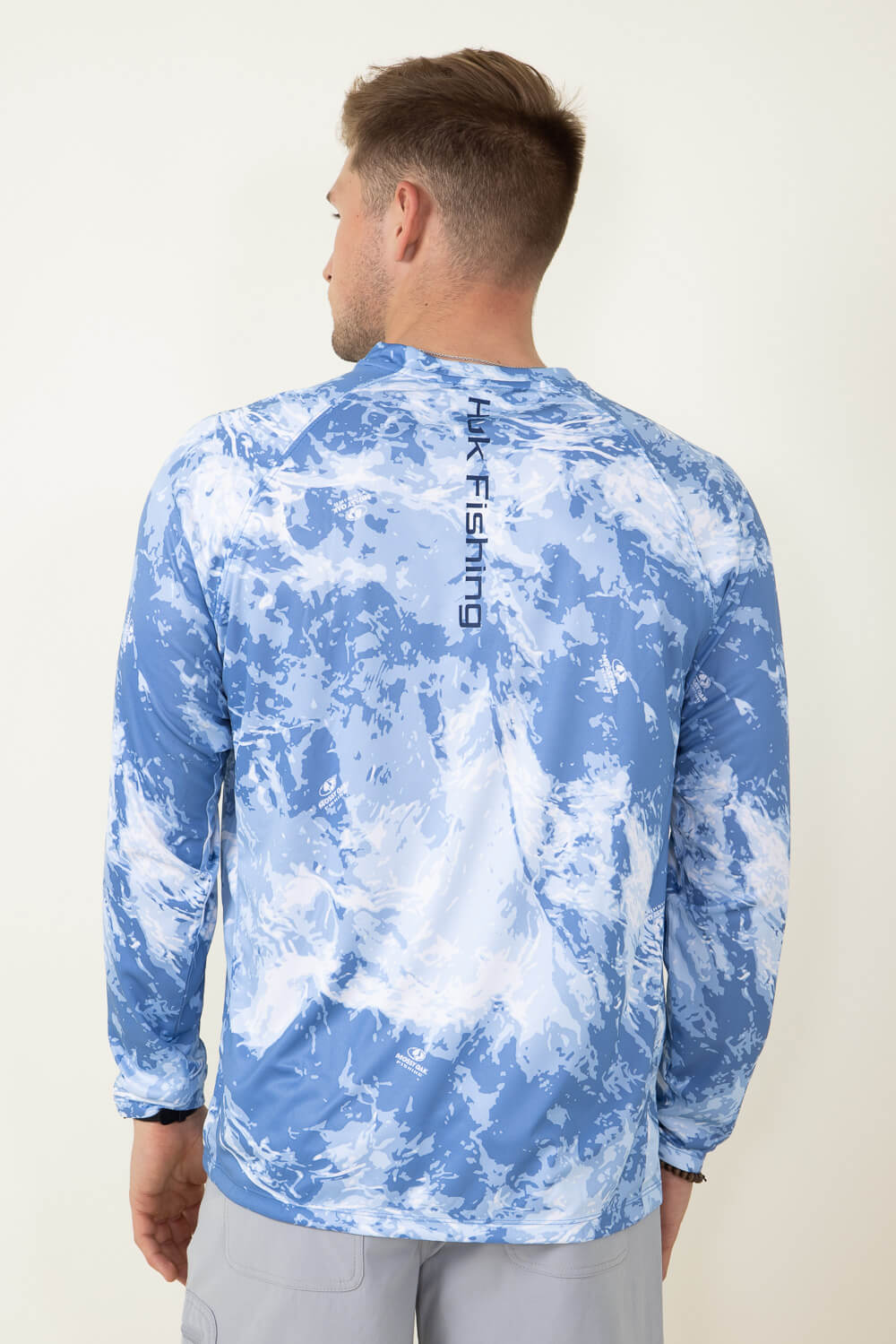 Huk Fishing Pursuit Mossy Oak Long-Sleeve T-Shirt for Men in Blue