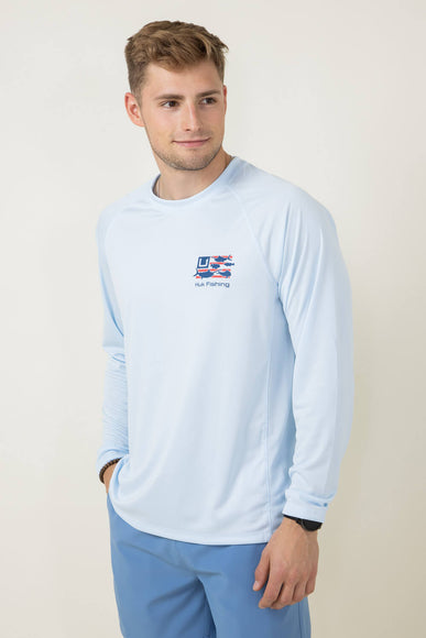 Huk Fishing Pursuit Trophy Flag Long-Sleeve T-Shirt for Men in Blue