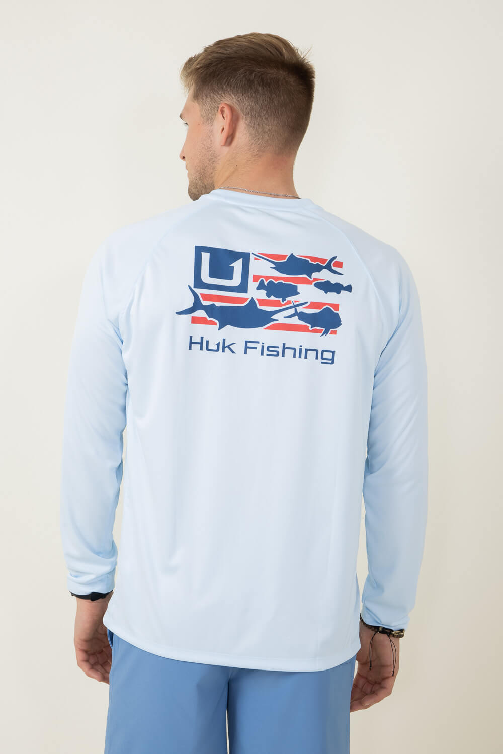 Mossy Oak Fishing Long Sleeve Blue & White Water Print Shirt XL