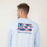 Huk Fishing Pursuit Trophy Flag Long-Sleeve T-Shirt for Men in Blue