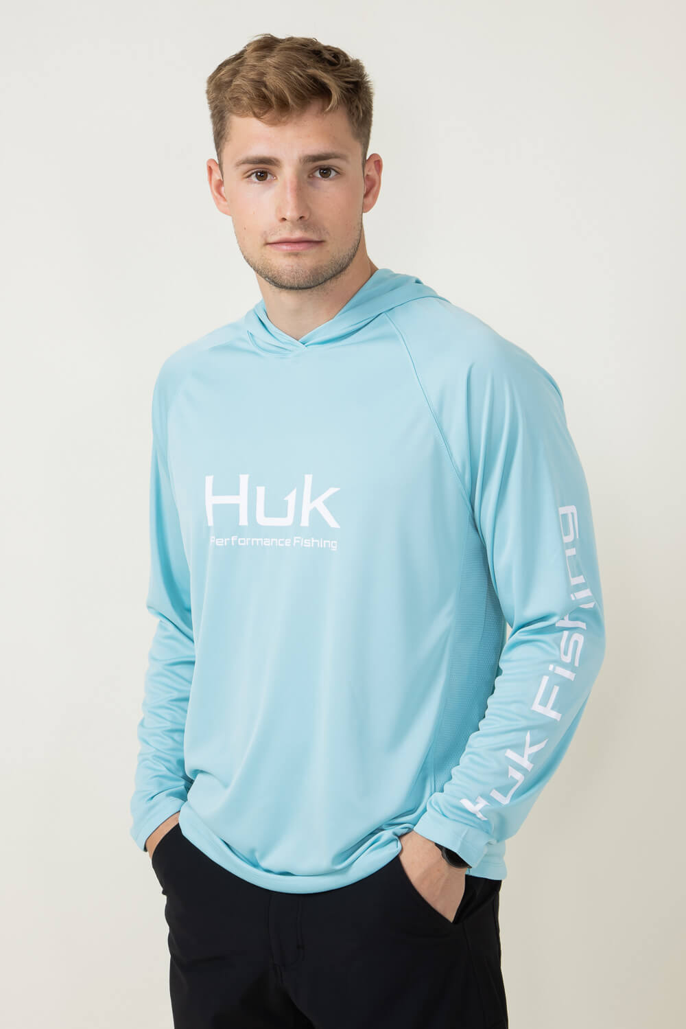 Huk Fishing Pursuit Vented Hoodie for Men in Blue | H1200525