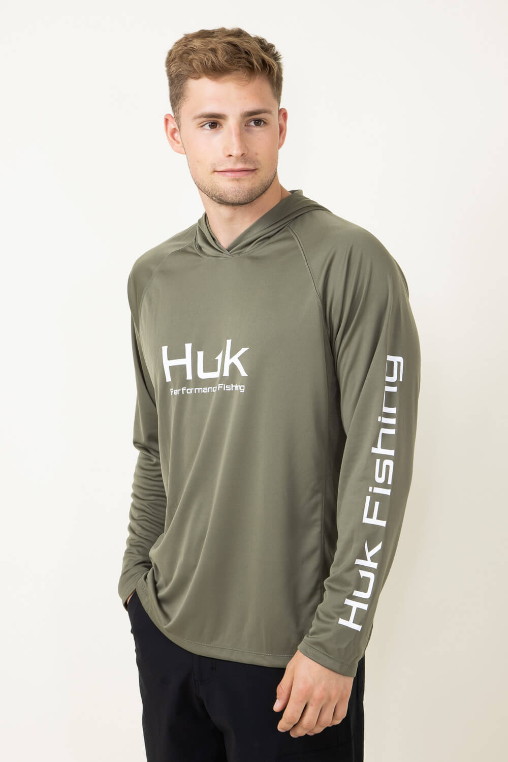 Huk Fishing Pursuit Vented Hoodie for Men in Green