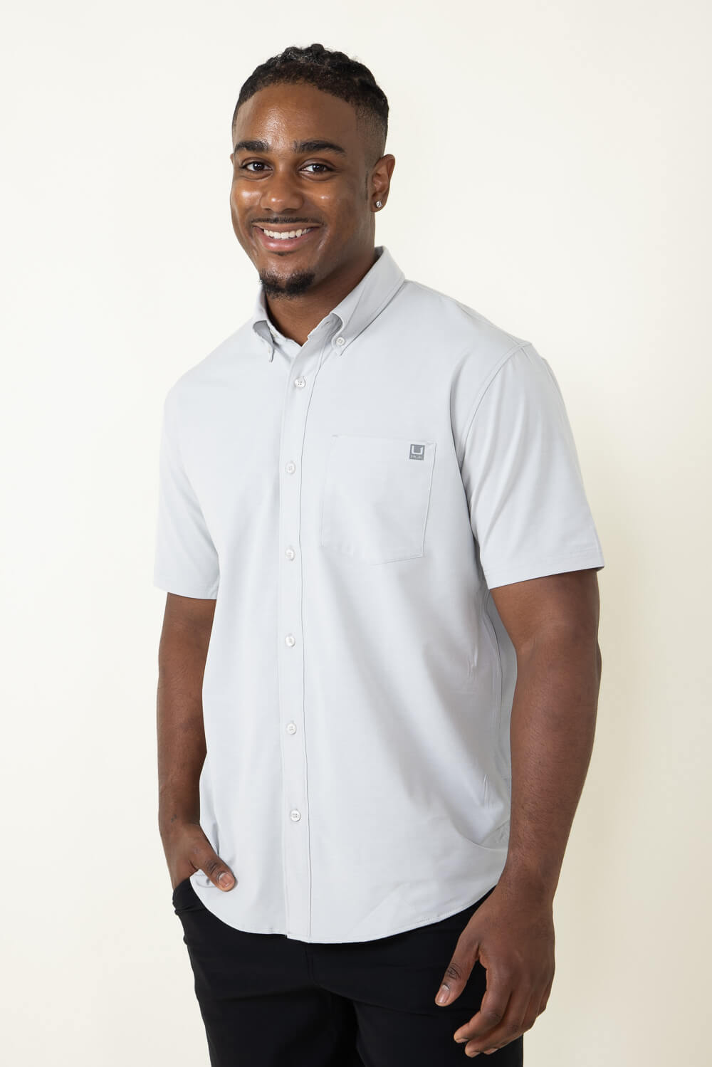 Huk Apparel Huk Kona Button Down White Kona Printed Short Sleeve