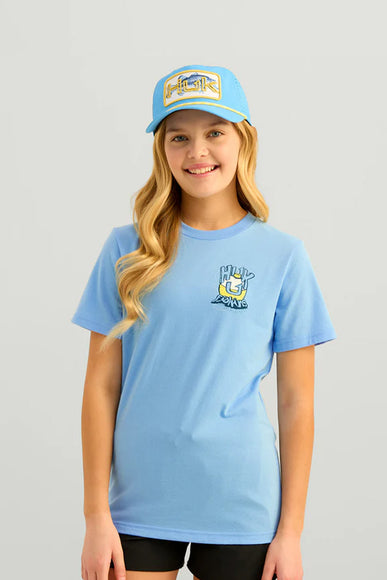 Huk Fishing Youth Rad Series T-Shirt for Girls in Blue