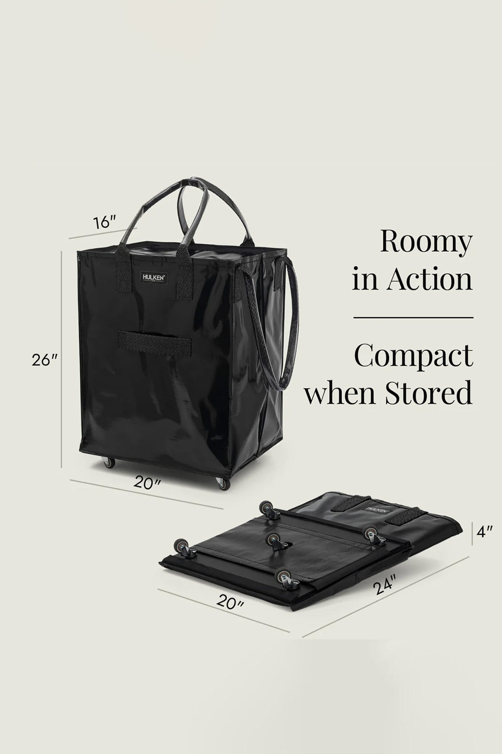 Hulken Large Rolling Tote in Black | LARGE-BLACK – Glik's