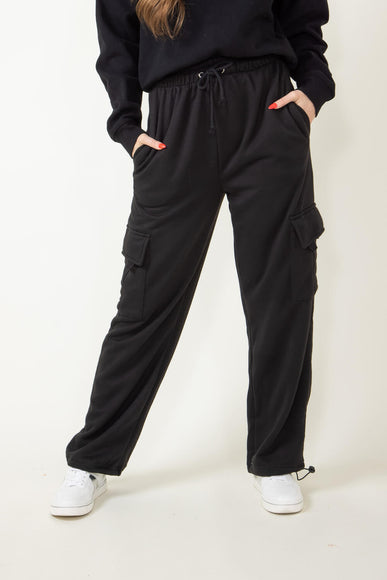 Hyfve Drawstring Ankle Cargo Sweatpants for Women in Black