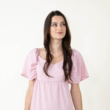Hyfve Short Sleeve Flowy Tiered Dress for Women in Pink