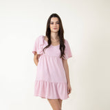 Hyfve Short Sleeve Flowy Tiered Dress for Women in Pink