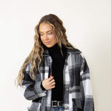 Plaid Shacket for Women in Black