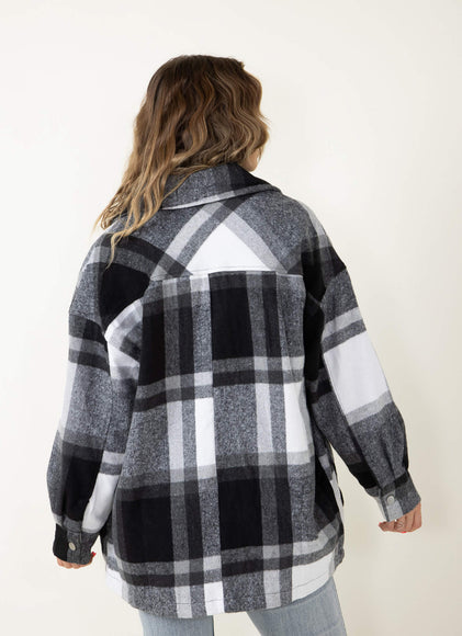 Plaid Shacket for Women in Black