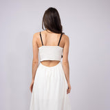 Illa Illa Linen Embroidery Midi Dress for Women in Natural
