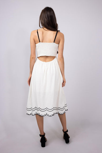 Illa Illa Linen Embroidery Midi Dress for Women in Natural