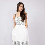 Illa Illa Linen Embroidery Midi Dress for Women in Natural