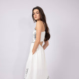 Illa Illa Linen Embroidery Midi Dress for Women in Natural