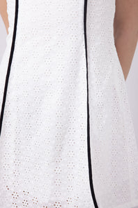 Illa Illa Eyelet Lace Binding Mini Dress for Women in Off White