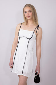 Illa Illa Eyelet Lace Binding Mini Dress for Women in Off White