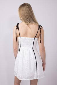Illa Illa Eyelet Lace Binding Mini Dress for Women in Off White