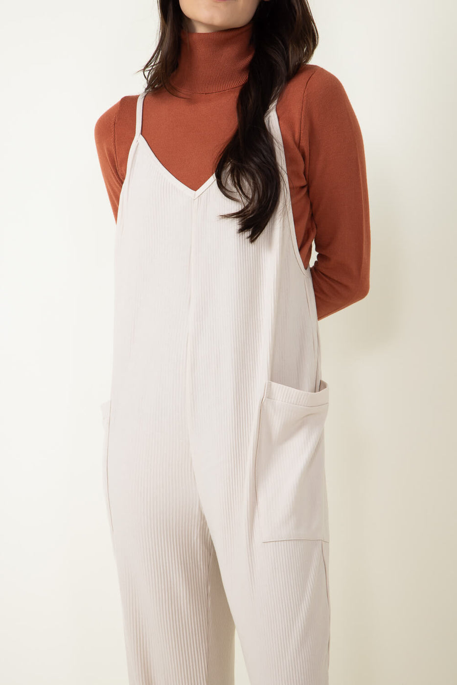 Illa Illa Ribbed Knit Onesie Jumpsuit for Women in Ivory P1738 SEASH Glik s