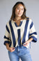 Illa Illa Vertical Stripe Quarter Sleeve Top for Women in Navy