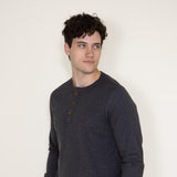 Jersey Henley Shirt for Men in Charcoal