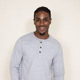 Jersey Henley Shirt for Men in Heather Grey