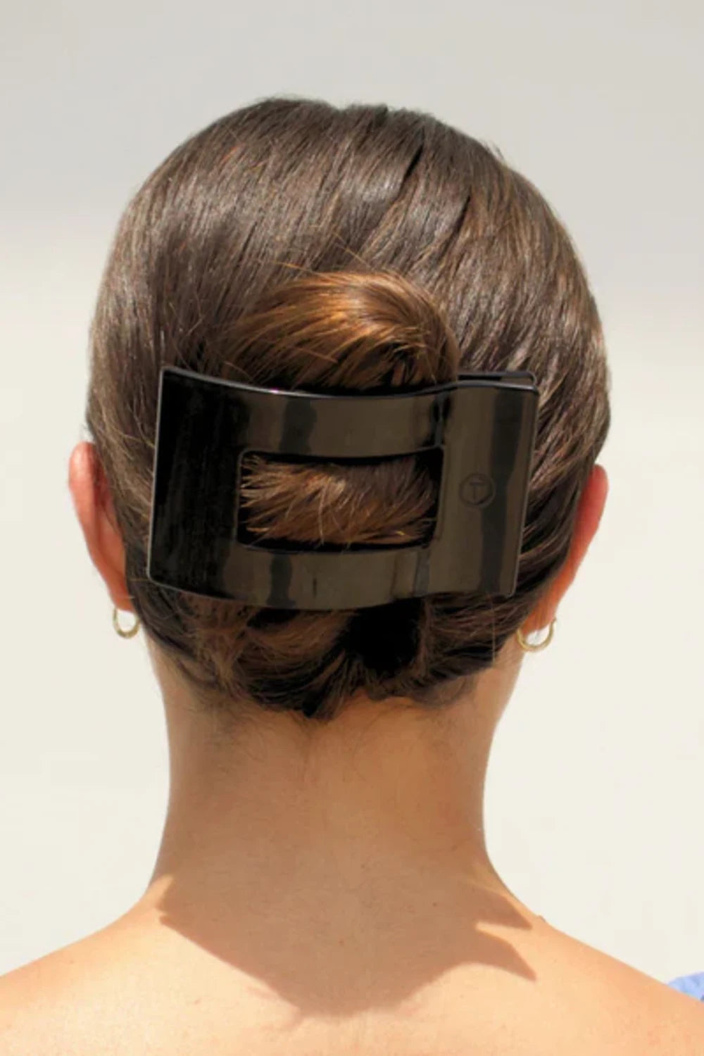 Teleties Large Flat Rectangle Clip in Jet Black  | TT-FCL03-002