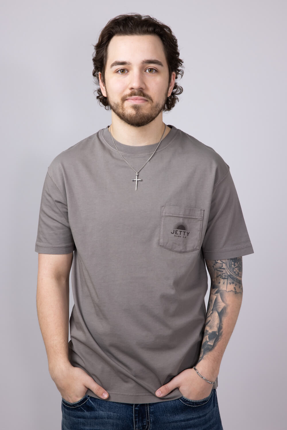 Jetty Sunbeam Pocket T-Shirt for Men in Cinder