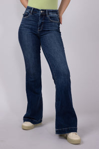Judy Blue High Rise Dark Wash Trouser Flare Jeans for Women