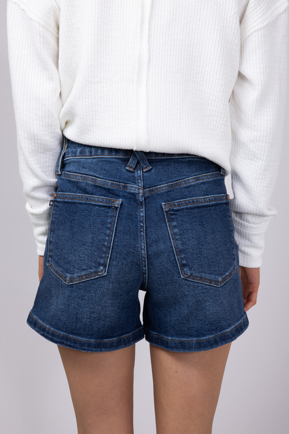 Jean Shorts Womens High Waist Denim Shorts Straight Leg Folded Hem