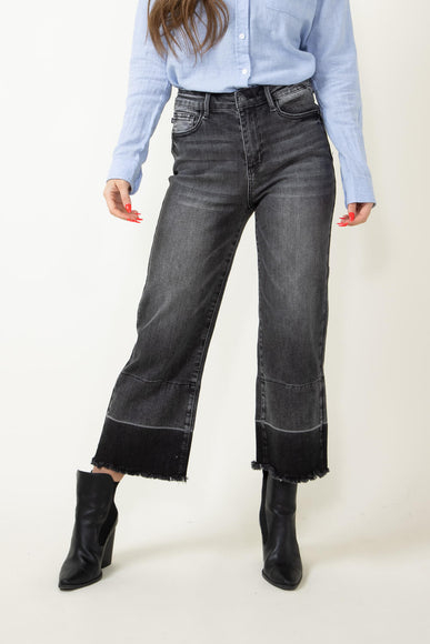 Judy Blue Jeans High Rise Release Wide Leg Cropped Jeans for Women in Grey