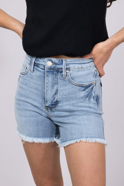 Jdy Blue Shorts Judy Blue High Waist Slit Hem Bootcut Jeans In