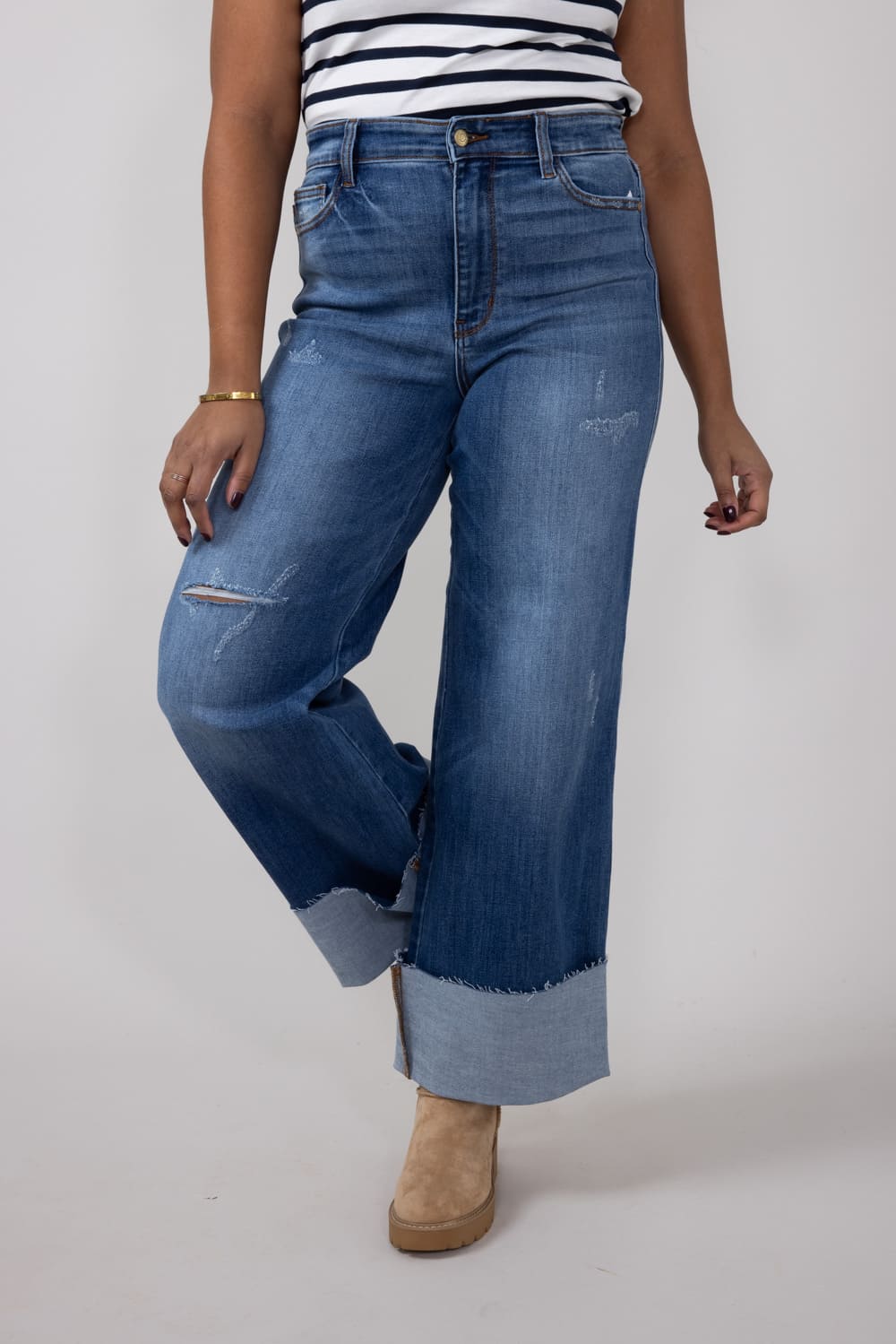 Judy Blue High-Rise Medium Wash Retro Wide Leg Jeans for