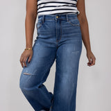 Judy Blue High-Rise Medium Wash Retro Wide Leg Jeans for Women