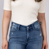 Judy Blue High Rise V-Front Fray Hem Denim Shorts for Women