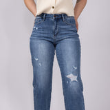 Judy Blue Raw Hem Crop Wide Leg Jeans for Women