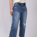 Judy Blue Raw Hem Crop Wide Leg Jeans for Women